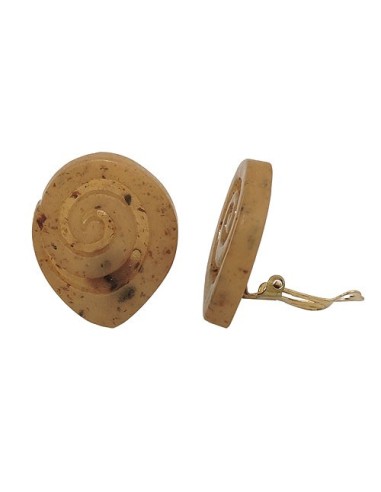 clip-on earring screw spiral light brown
