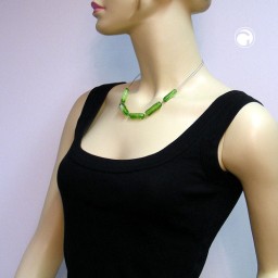 necklace glass beads green-white 45cm