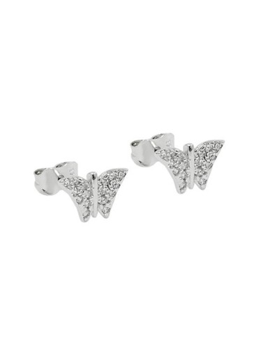 stud earrings 6x9mm butterfly 9k white gold