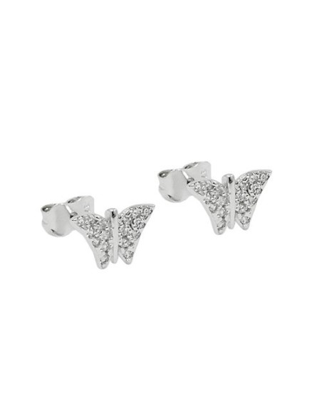 stud earrings 6x9mm butterfly 9k white gold