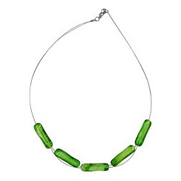 necklace glass beads green-white 45cm