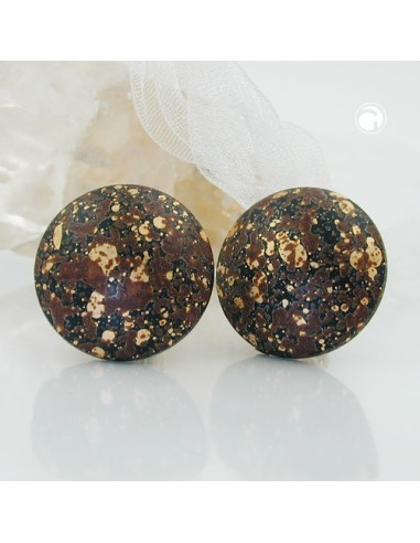 clip-on earring round black brown gold colored 20mm