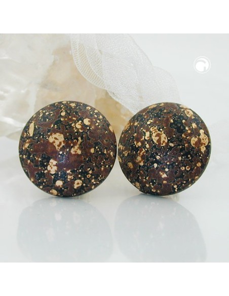 clip-on earring round black brown gold colored 20mm