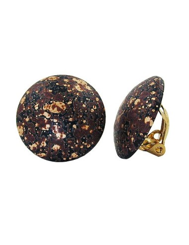 clip-on earring round black brown gold colored 20mm