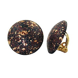 clip-on earring round black brown gold colored 20mm