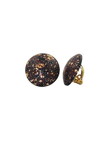 clip-on earring round black brown gold colored 20mm