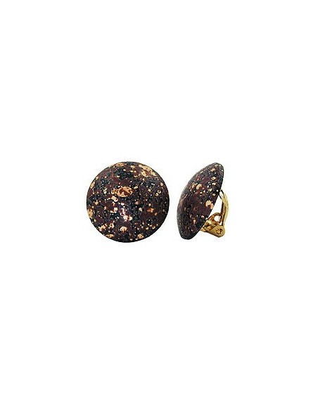 clip-on earring round black brown gold colored 20mm