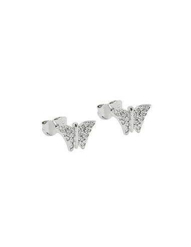 stud earrings 6x9mm butterfly 9k white gold
