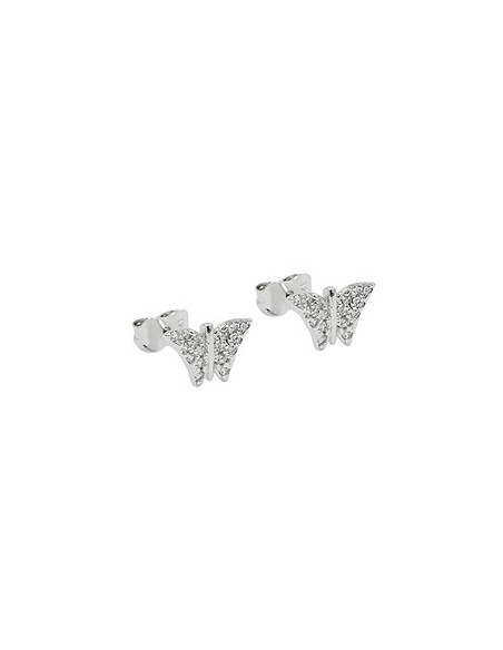 stud earrings 6x9mm butterfly 9k white gold