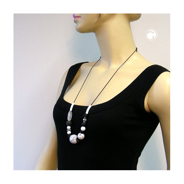 necklace beads black-grey