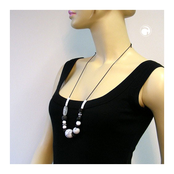 necklace beads black-grey