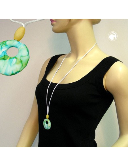 necklace yellow/ turquoise/ white marbled