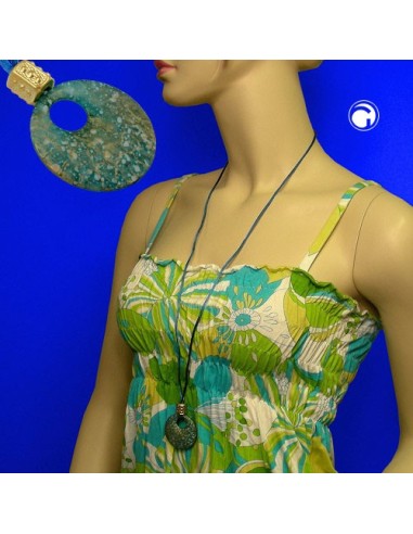 necklace pendant blue/ transparent