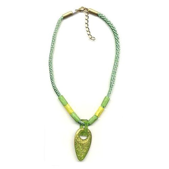 necklace hand axe green yellow 45cm