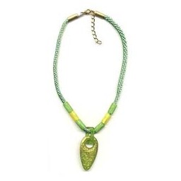 necklace hand axe green yellow 45cm