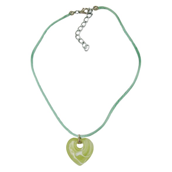 necklace heart with hole green