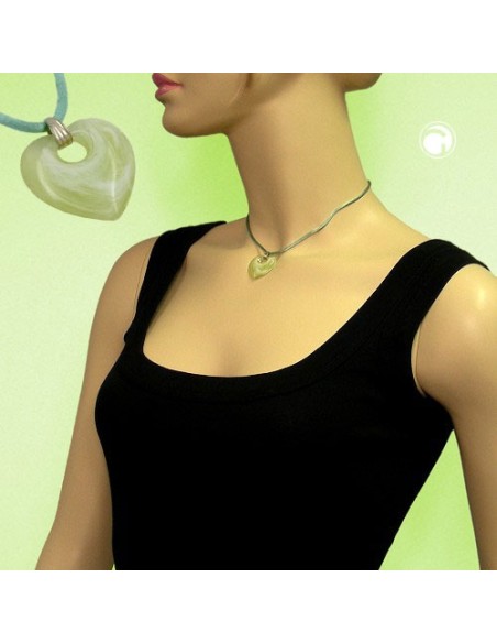 necklace heart with hole green