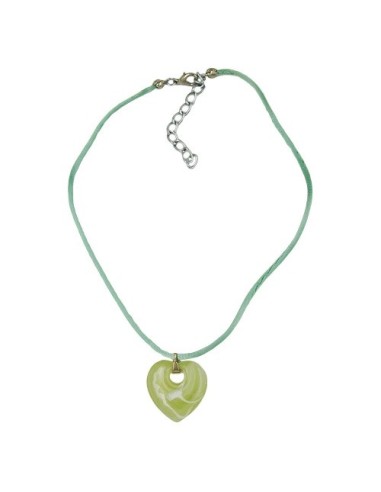 necklace heart with hole green