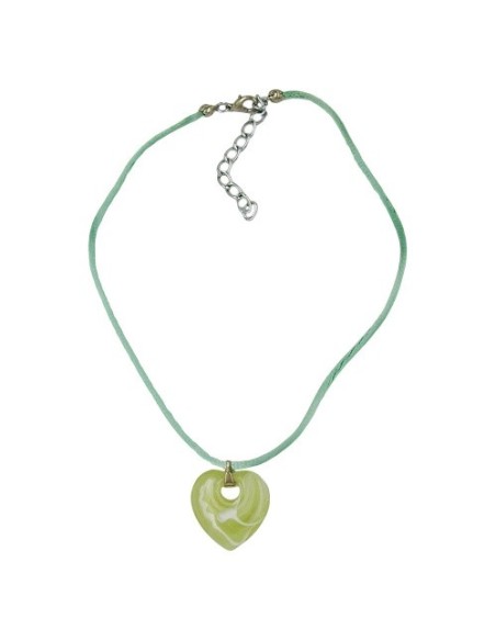 necklace heart with hole green