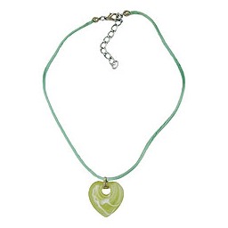 necklace heart with hole green