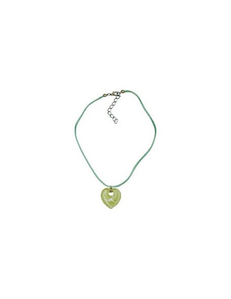 necklace heart with hole green