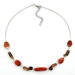 necklace glass beads rust brown 44cm