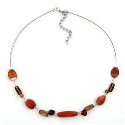 necklace glass beads rust brown 44cm