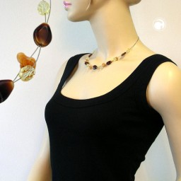 necklace glass beads brown 44cm