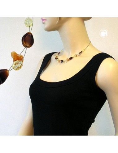 necklace glass beads brown 44cm
