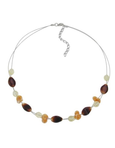 necklace glass beads brown 44cm