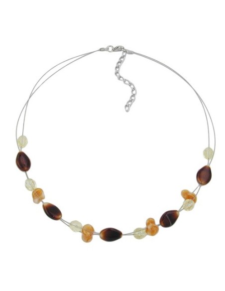 necklace glass beads brown 44cm