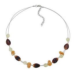 necklace glass beads brown 44cm