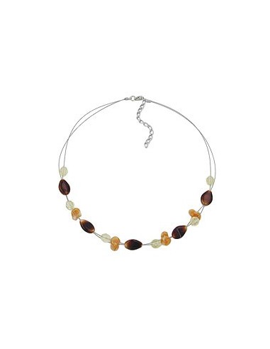 necklace glass beads brown 44cm