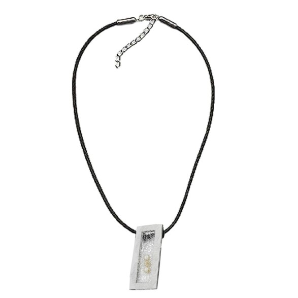 necklace square wax-white & silver 45cm