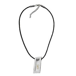 necklace square wax-white & silver 45cm