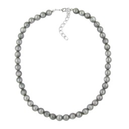 necklace silky shimmering light grey beads