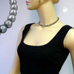 necklace silky shimmering light grey beads