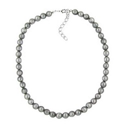 necklace silky shimmering light grey beads