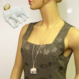 necklace elephant white/ gold coloured