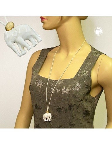 necklace elephant white/ gold coloured