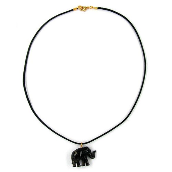 necklace tiny elephant black-gold