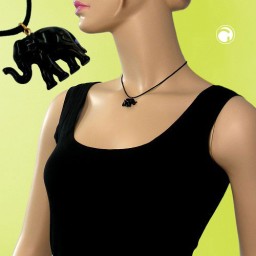 necklace tiny elephant black-gold