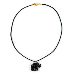 necklace tiny elephant black-gold