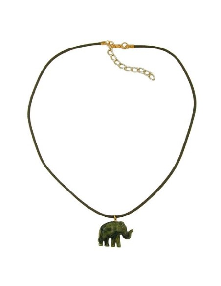 necklace small elephant pendant olive green marbled