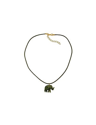 necklace small elephant pendant olive green marbled