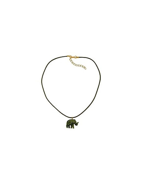 necklace small elephant pendant olive green marbled
