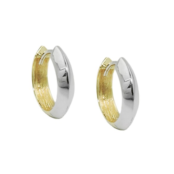 hoop earrings 14x3mm hinged hoop bicolor alloyed 9k gold