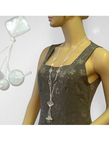necklace square crystal-white 90cm