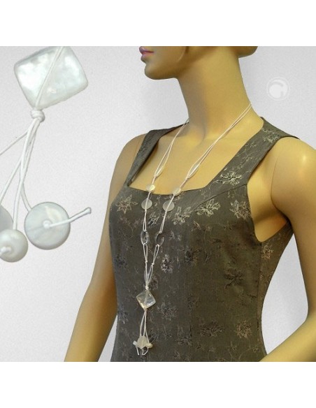 necklace square crystal-white 90cm
