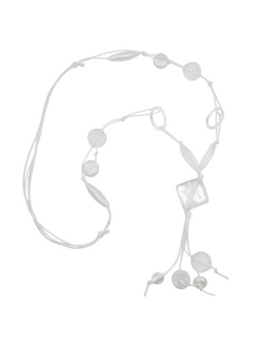 necklace square crystal-white 90cm
